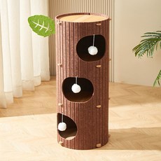 REDPUPPY 大型毛氈貓咪圓木小屋, 1個, 焦糖色