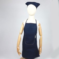 BEBE CHOUETTE 兒童素色帆布棉質圍裙頭巾組