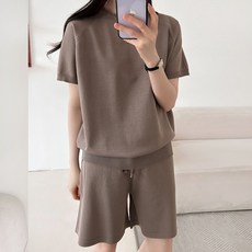 봉봉스토리 임산부 포밀 니트 티셔츠 + 반바지 상하의 세트