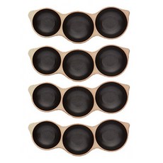 五體安樂陶器3格陶瓷分享菜盤 中, 黑色的, 4個