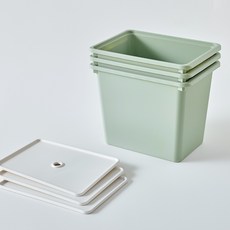 브리다 국내 제조 컬러 다용도 정리 수납박스, 올리브그린, 3개