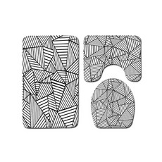 더플로우 기하학 컴퓨터 입체 패턴 세련된 변기커버 + 변기매트 + 발매트 04 45 x 75 cm, 1세트