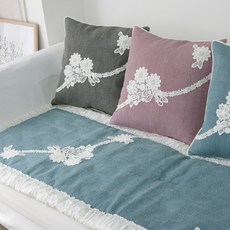 ANDCOTTON 涼感蕾絲邊人造絲沙發墊