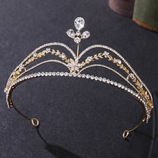 LUNA GLAM 自助婚禮 小花鋯石皇冠 H1280, 1個, 金色(TRZ142)