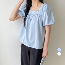 데이템 여성용 스퀘어넥 퍼프 블라우스