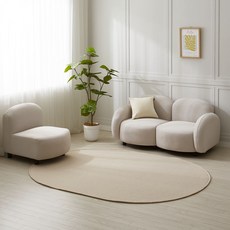 initium 素色泡泡紗橢圓形地毯