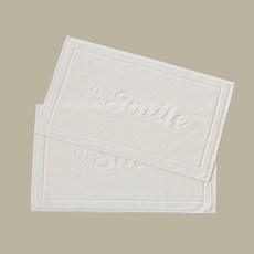 Nature Living 飯店式高級浴室棉質地墊 2入, 奶油色SMILE