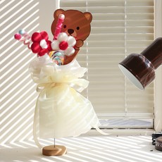 아스파시아 쿠쿠 버니앤베어 모루 꽃다발 베어, 레드