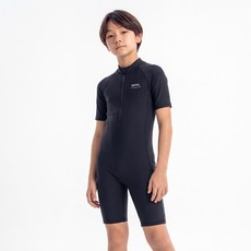 zetessport 男童拉鍊短袖五分連身生存游泳泳衣 BKB1664