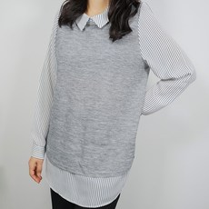 biggirlstory 女款大尺碼Lauren撞色層次感襯衫