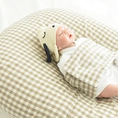 제이앤제나 역류방지 쿠션커버 + 쿠션솜 세트, 선염체크 브라운