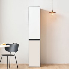 엘리에셀 비스포크 오브제 광폭 다용도 선반 5단 키큰 틈새 수납장 350 방문설치, 화이트 + 베이지