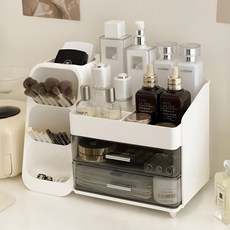 Ju and Ji 二合一多功能收納盒 化妝品整理盒, 1個, 白色