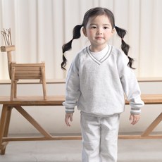 리틀래빗 아동용 브이배색 무지 상하의 세트