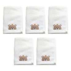 SEMOMS 小熊刺繡毛巾, 乳白色, 5入