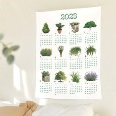 Bborpick 2023年布藝月曆 大型壁掛海報, 綠色花園