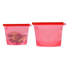 inbloom 矽膠保鮮袋 冰箱收納容器 1000ml + 1500ml 套組 粉紅色, 混合, 1套