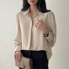 디어로라 여성용 링클프리 퍼프 히든 블라우스