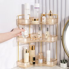 Little Boat 善用空間大容量壓克力化妝品3層收納架, 1個, 金色