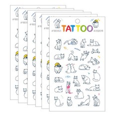 Petit 迷你紋身貼紙 TS013, 貓, 6個
