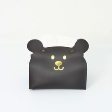 Momo 室內設計 小熊面紙盒 餐巾收納盒, 巧克力色