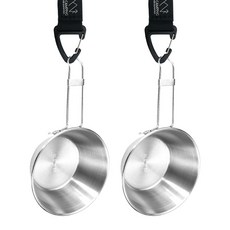 KEEP 캠핑 스텐 폴딩 시에라컵 300ml 2p + 더블 카라비너 후크 2p 세트, 1세트, 단일색상(컵), 블랙(후크)