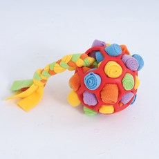 Meongyang 寵物長髮辮刺蝟球嗅聞訓練抽衛生紙拔河玩具, 1個, 紅色球 + 彩虹系列