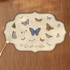 Make Mine 高級風格防水防油矽膠皮革餐墊, 45 x 30 cm, 1個, 蝴蝶5