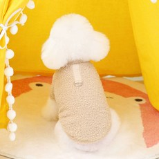 DING DONG PET 寵物背帶日常簡約羊羔毛T恤, 米色, 1個