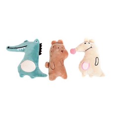 寵物磨牙幼兒動物玩偶3件組, 薄荷綠 + 米色 + 棕色, 1套