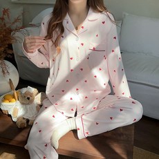 안나앤코 여성용 러브썸 긴팔 잠옷 파자마 상하의 세트