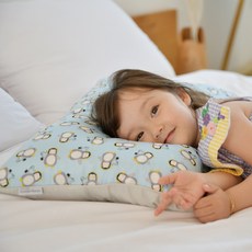 아띠블랑 인견 어린이베개 커버2p+ 속통1p, 블루펭귄