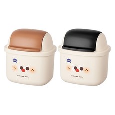 ABM 奶油風格迷你桌上型垃圾桶 2入, 附蓋(混色)