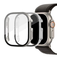 루아르모 애플워치 액정보호 강화유리 풀커버 케이스 2p, 스타라이트, 투명
