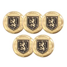 金屬高級亮點西裝鈕扣 盾牌造型 15mm, 5個, 金黑色