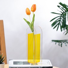 Paradiso 造型拱形藝術撞色壓克力花瓶, 黃色