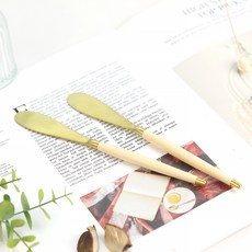 Bogen 韓國製 Le Bien 金色奶油刀, 米色, 2個