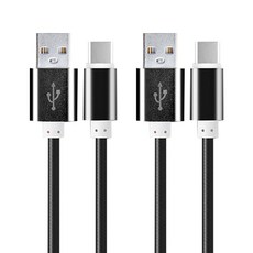 칼론 USB A타입-C타입 충전 데이터 케이블 KC-CC27, 27cm, 블랙, 2개