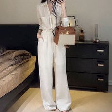 ViVEMO Celia 襯衫 + 寬褲 + 圍巾套裝 11680