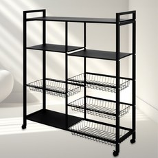 미란다 이동식 최강 철제 바구니 장식장 선반, 블랙, 4단