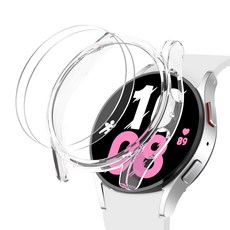 Galaxy Watch 9H鋼化玻璃保護膜 2入 + 錶圈保護殼組合, 透明(保護殼)