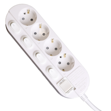 五星精密 個別開關延長線 4孔, 4.5m, 單一顏色, 1個