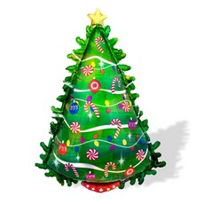 Wow Party Korea 雷射超級造型綠色聖誕樹鋁箔氣球, 混合色, 3個