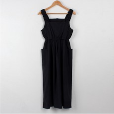 빼빼 여성용 통기성 셔링밴딩 어깨스트랩 린넨 원피스