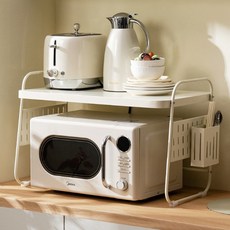 감성 수납 전자레인지 정리 선반, 화이트, 1개