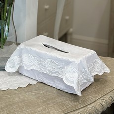 經典刺繡亞麻面紙套 TSMV26, 白色