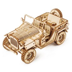 ROKR 木製 軍用吉普車 MC701, 1個, 原木色