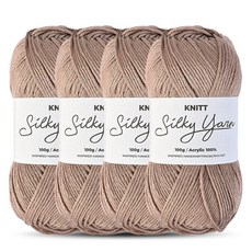 Knitt 絲滑編織線 100g, 4個, 27 摩卡米色