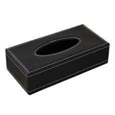 가죽 각티슈 커버, 블랙, 1개
