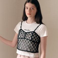 rolarola 女款蕾絲透膚短版細肩帶背心